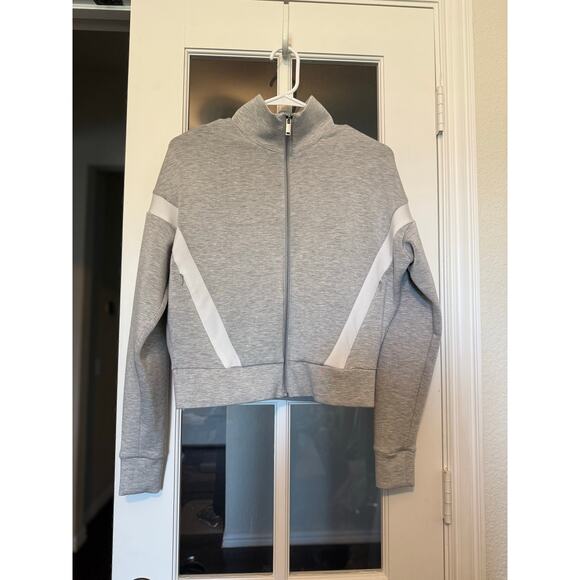 SPANX AirEssentials® Striped Track Jacket gray size small - Picture 3 of 14